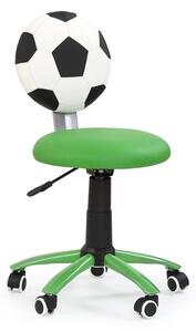 Scaun de birou pentru copii tapitat cu piele ecologica, Soccer Verde, l39xA52xH75-85 cm
