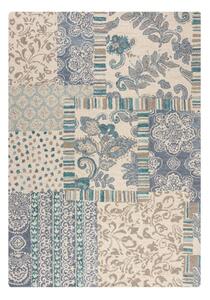 Covor albastru-bej țesut manual din lână 120x170 cm Eloise Patchwork – Flair Rugs