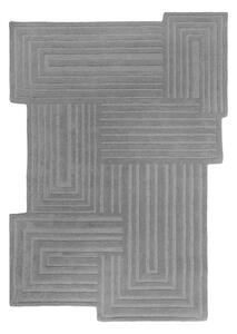 Covor gri țesut manual din lână 160x230 cm Zen Rectangles – Flair Rugs