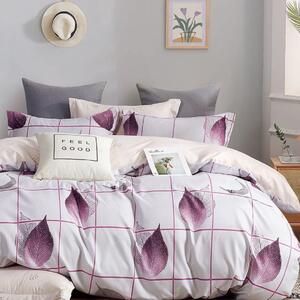 Lenjerie de pat cu Elastic Bumbac Finet 6 Piese Purple Leaf