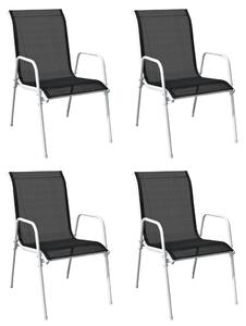 Set mobilier de exterior, 5 piese, negru, oțel