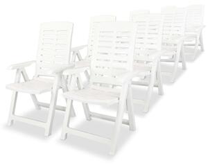 Set mobilier de exterior, 9 piese, alb, plastic