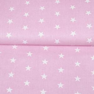 Goldea țesătură simona 100% bumbac - steluțe albe pe roz 160 cm
