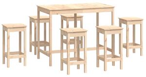 Set mobilier de bar, 7 piese, lemn masiv de pin