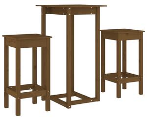 Set mobilier de bar, 3 piese, maro miere, lemn masiv de pin