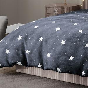 Goldea lenjerie de pat extra moale din micropluș - model 028 - steluțe albe pe albastru închis 140 x 200 și 70 x 90 cm