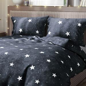 Goldea lenjerie de pat extra moale din micropluș - model 028 - steluțe albe pe albastru închis 140 x 200 și 70 x 90 cm