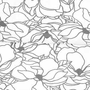 Goldea țesătură simona 100% bumbac - flori în gri închis pe alb 145 cm