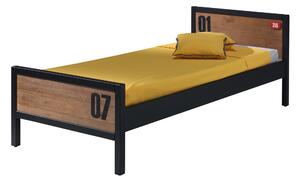 Set Mobila dormitor din lemn de pin si MDF, pentru copii 6 piese Alex Natural / Negru, 200 x 90 cm