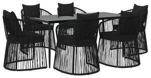 Set mobilier de grădină cu perne, 7 piese, negru, ratan PVC