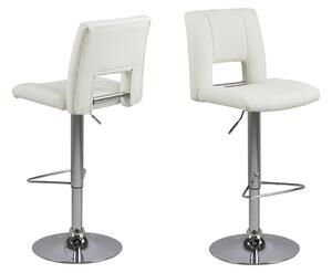 Set 2 scaune de bar tapitate cu piele ecologica si picior metalic Sylvia Alb / Crom, l41,5xA52xH115 cm