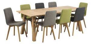Set 2 scaune tapitate cu stofa si picioare din lemn Arosa Gri deschis / Stejar, l42xA43xH90 cm