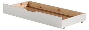 Pat extensibil din lemn de pin cu sertar, pentru copii Jumper Alb, 140 x 90 cm