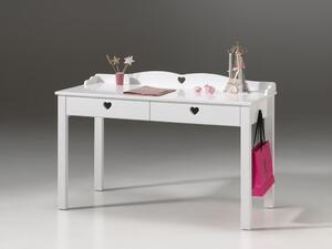 Masa de birou din lemn de pin si MDF cu 2 sertare, pentru copii Amori Alb, L130xl60xH84,5 cm