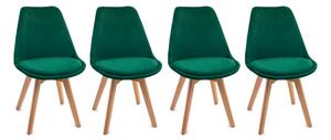 Set de scaune din catifea în stil scandinav GREEN GLAMOUR 3 + 1 GRATIS