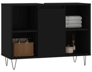 Dulap pentru baie, negru, 80x33x60 cm, lemn compozit