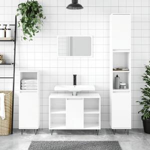 Dulap pentru baie, alb extralucios, 80x33x60 cm, lemn compozit
