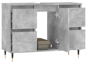 Dulap pentru baie, gri beton, 80x33x60 cm, lemn compozit