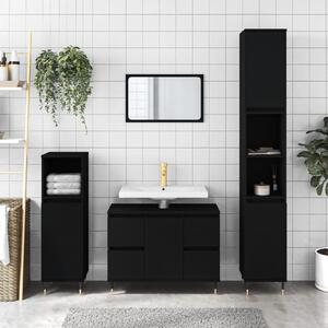 Dulap pentru baie, negru, 80x33x60 cm, lemn compozit