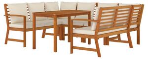 Set mobilier de grădină cu perne, 7 piese, lemn masiv de acacia