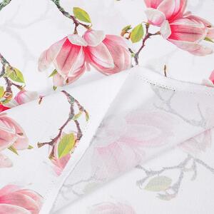 Goldea țesătură teflonată pentru fețe de masă - magnolii roz 155 cm