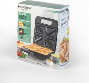 Sandwich Maker 1400W, Temperatura reglabila automata, antiaderent, capacitate de pana la 4 sandwich-uri Progress Family