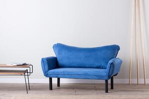 Canapea extensibila cu 2 Locuri Lisbon, Albastru, 140 x 80 x 65 cm
