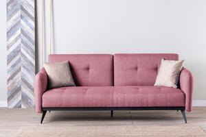 Canapea extensibila cu 3 Locuri Ron, Roz deschis, 225 x 90 x 100 cm