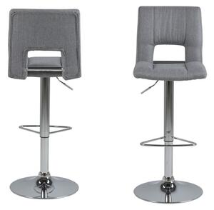 Set 2 scaune de bar din metal tapitate cu stofa si picior metalic Sylvia Gri / Crom, l41,5xA52xH115 cm
