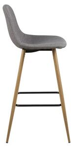 Set 2 scaune de bar tapitate cu stofa si picioare metalice Wilma Gri / Stejar, l46,6xA51xH101 cm