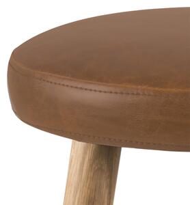 Scaun de bar tapitat cu piele ecologica si picioare din lemn Hector Maro / Stejar, Ø41xH77 cm