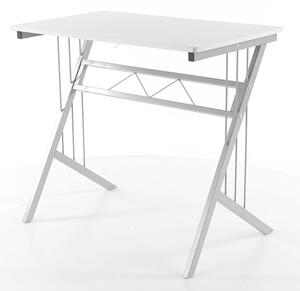 Masa de birou din pal si metal, Benny-120 Alb / Aluminiu, L80xl51xH72 cm