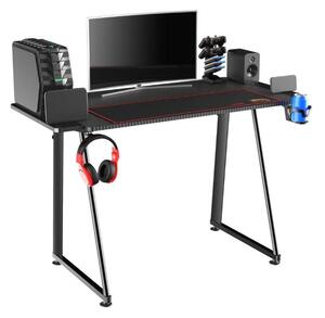Birou Gaming Adore SMART SERIES, 100 x 60 x 75 cm, suprafata negru carbon, mousepad 80 x 30 cm, suport pentru casti si pahar