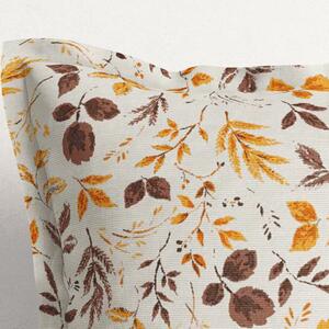 Goldea față de pernă cu tiv decorativ loneta - model 537 frunze în maro și portocaliu 60 x 60 cm
