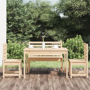 Set de dining pentru grădină, 4 piese, lemn masiv de pin