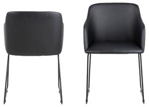 Set 2 scaune tapitate cu piele ecologica si picioare metalice Casablanca Negru, l52xA54,5xH79,5 cm