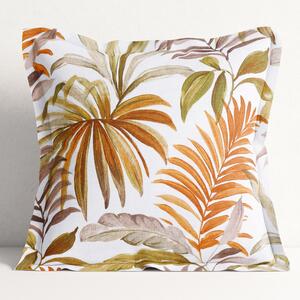 Goldea față de pernă cu tiv decorativ loneta - model 542 frunze de palmier colorate 30 x 50 cm