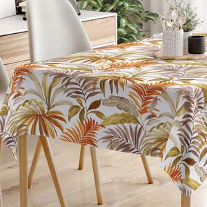 Goldea față de masă decorativă loneta - model 542 frunze de palmier colorate 80 x 80 cm