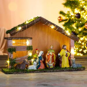 HI Decorațiune luminoasă de Crăciun Nașterea Domnului cu LED, lemn 54261