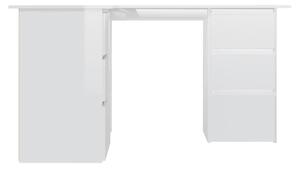 Birou de colț, alb extralucios, 145 x 100 x 76 cm, PAL