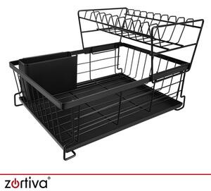 Scurgător de vase cu două niveluri și suport pentru tacâmuri – 43 cm
