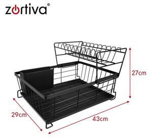 Scurgător de vase cu două niveluri și suport pentru tacâmuri – 43 cm