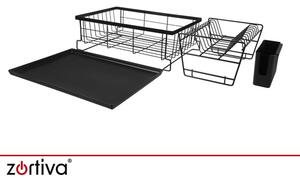Scurgător de vase cu două niveluri și suport pentru tacâmuri – 43 cm
