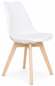 Scaun Sydney din piele ecologica white, picioare din lemn - dimensiuni 48x50x82 cm