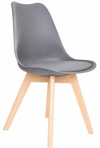 Scaun Sydney din piele ecologica grey, picioare din lemn - dimensiuni 48x50x82 cm
