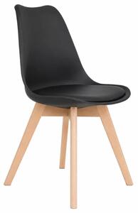 Scaun Sydney din piele ecologica black, picioare din lemn - dimensiuni 48x50x82 cm