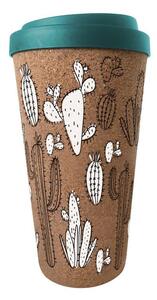 Cana calatorie plastic cactus 450 ml cork negru-alb