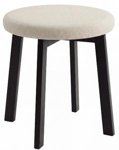 MAZZONI EXPORT Taburet rotund ZOI Bej Deschis (Storm 04) / cadru din stejar negru