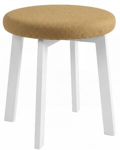 MAZZONI EXPORT Taburet rotund ZOI Caramel (Storm 45) / cadru din stejar alb