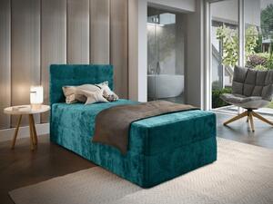 Pat tapitat boxspring GLORIEN VELVET 100x200 cm turcoaz Saltele: Saltea cu arcuri Bonell